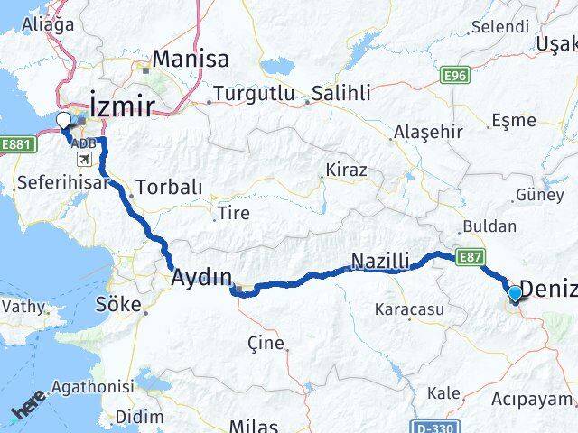 Denizli Balçova İzmir Arası Kaç Km - Yol Haritası