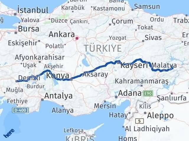Denizli Baskil Elazığ Arası Kaç Km - Yol Haritası