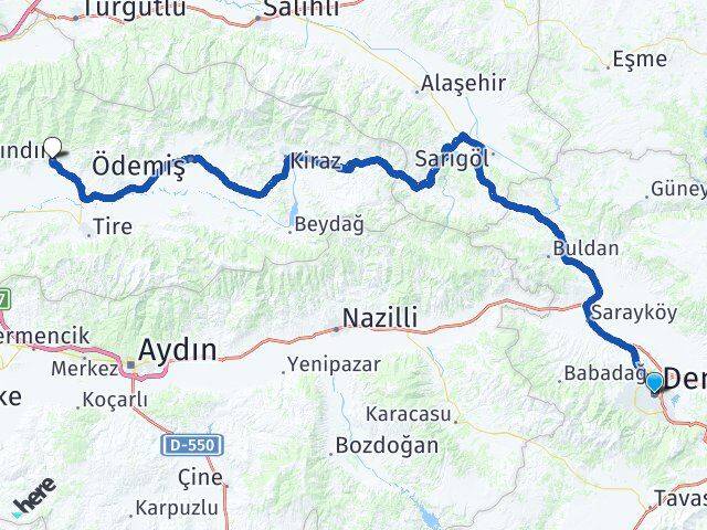 Denizli Bayındır İzmir Arası Kaç Km - Yol Haritası
