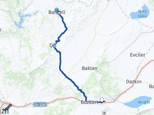 Denizli Bekilli Çardak Arası Kaç Km - Yol Haritası