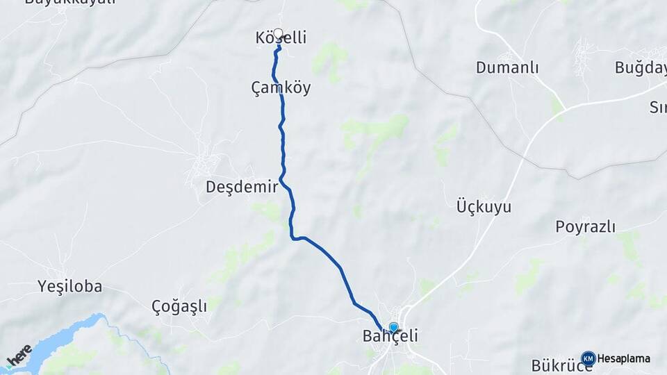 Denizli Bekilli Köselli Bekilli Arası Kaç Km - Yol Haritası