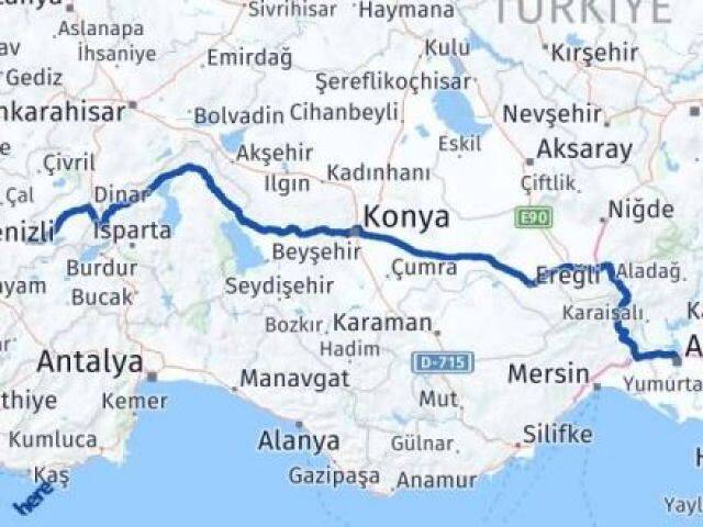 Denizli Bozkurt Adana Arası Kaç Km - Yol Haritası