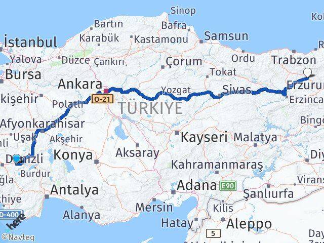Denizli Bozkurt Bayburt Arası Kaç Km - Yol Haritası