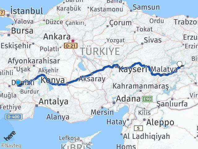 Denizli Bozkurt Elazığ Arası Kaç Km - Yol Haritası