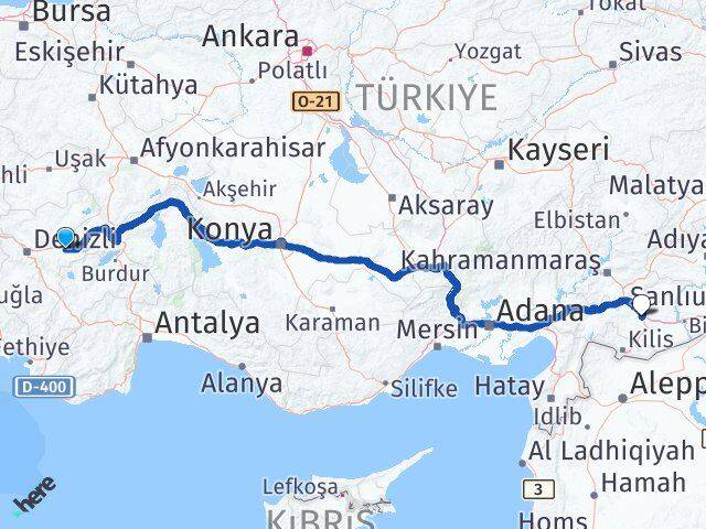 Denizli Bozkurt Gaziantep Arası Kaç Km - Yol Haritası