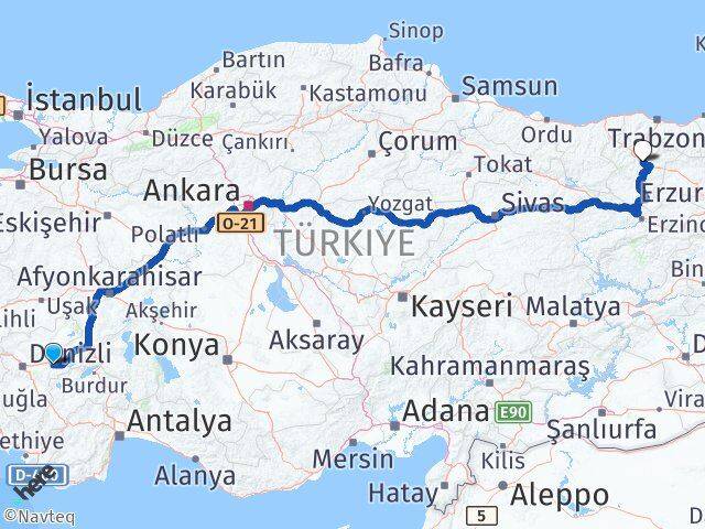 Denizli Bozkurt Gümüşhane Arası Kaç Km - Yol Haritası