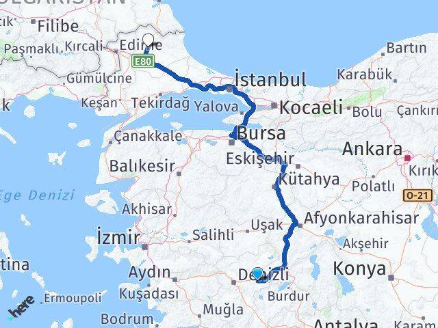 Denizli Bozkurt Kırklareli Arası Kaç Km - Yol Haritası
