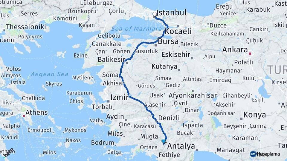 Denizli Çameli İstanbul Arası Kaç Km - Yol Haritası