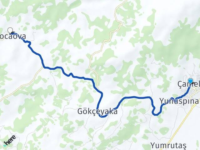 Denizli Çameli Kocaova Çameli Arası Kaç Km - Yol Haritası