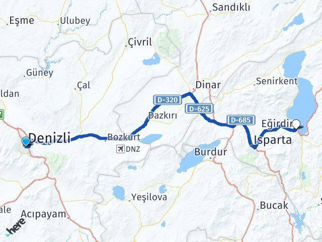 Denizli Eğirdir Isparta Arası Kaç Km - Yol Haritası