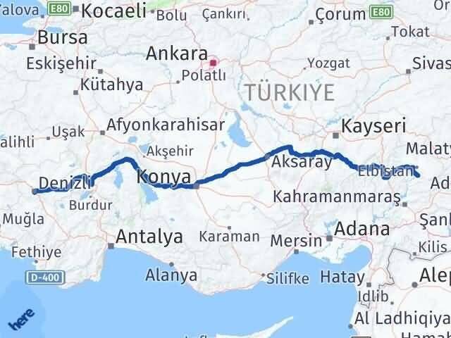 Denizli Ekinözü Kahramanmaraş Arası Kaç Km - Yol Haritası