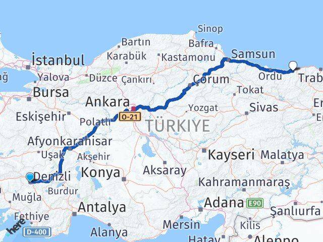 Denizli Espiye Giresun Arası Kaç Km - Yol Haritası