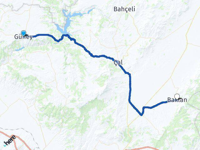 Denizli Güney Baklan Arası Kaç Km - Yol Haritası