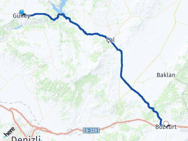 Denizli Güney Bozkurt Arası Kaç Km - Yol Haritası