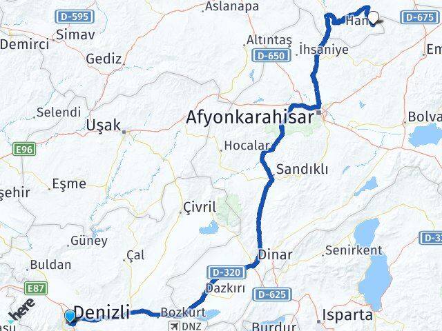 Denizli Han Eskişehir Arası Kaç Km - Yol Haritası