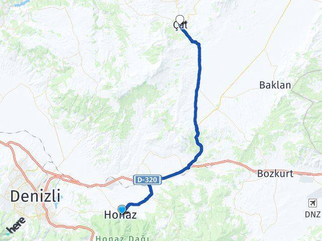 Denizli Honaz Çal Arası Kaç Km - Yol Haritası