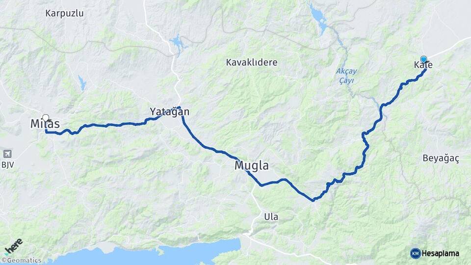 Denizli Kale Milas Muğla Arası Kaç Km - Yol Haritası