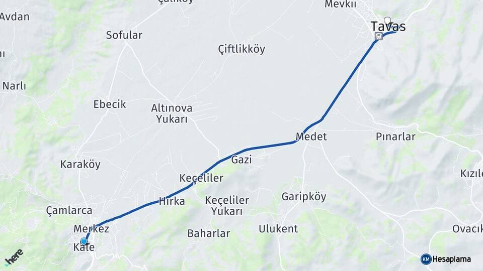 Denizli Kale Tavas Arası Kaç Km - Yol Haritası