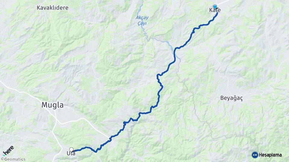 Denizli Kale Ula Muğla Arası Kaç Km - Yol Haritası