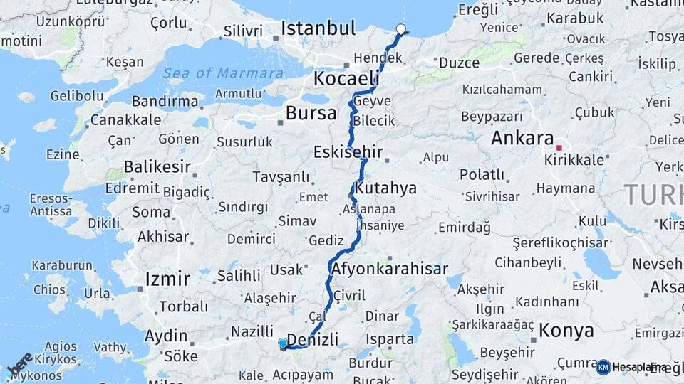 Denizli Karasu Sakarya Arası Kaç Saat? Yol Haritası, Yakıt, Rota ve Mesafe Hesaplama Denizli Karasu Sakarya Arası Kaç Km? Kaç Saat? Yol Haritası