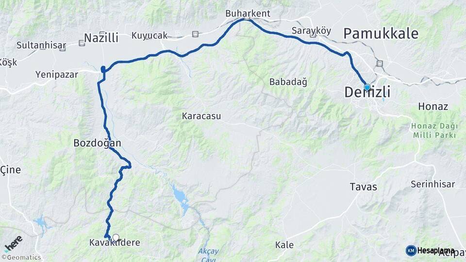 Denizli Kavaklıdere Muğla Arası Kaç Km - Yol Haritası