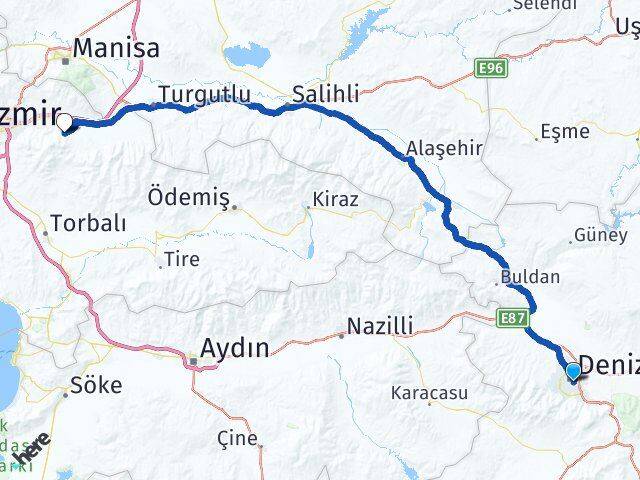 Denizli Kemalpaşa İzmir Arası Kaç Km - Yol Haritası