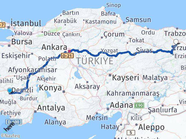 Denizli Köse Gümüşhane Arası Kaç Km - Yol Haritası