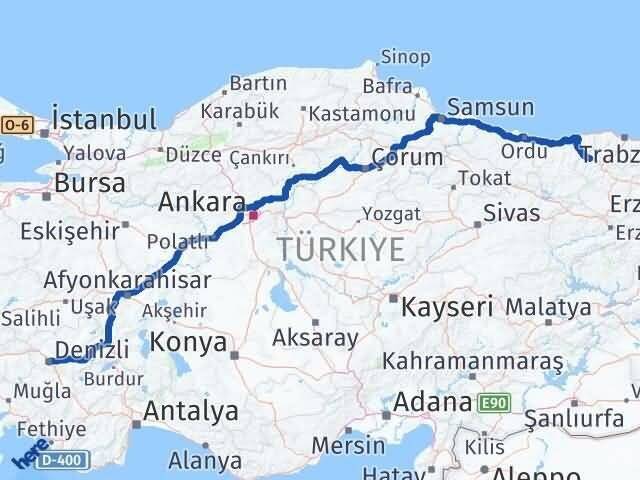 Denizli Kürtün Gümüşhane Arası Kaç Km - Yol Haritası