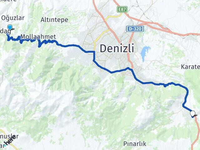 Denizli Merkezefendi Cankurtaran Pamukkale Arası Kaç Km - Yol Haritası