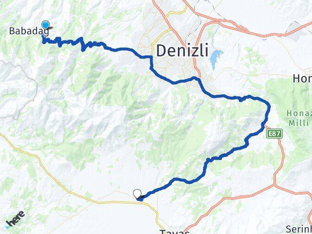 Denizli Merkezefendi Kızılcabölük Tavas Arası Kaç Km - Yol Haritası