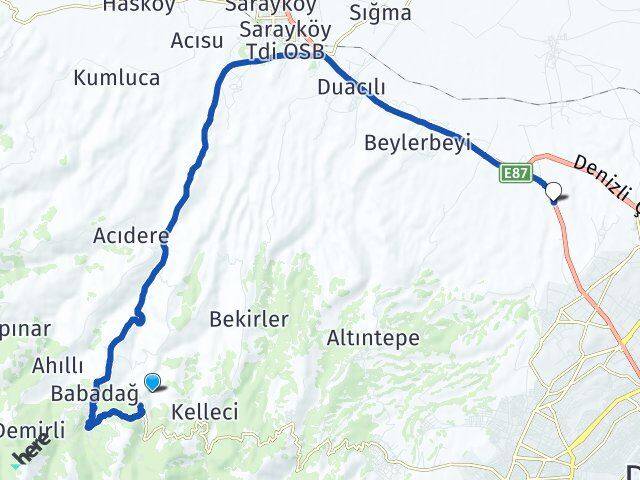 Denizli Merkezefendi Kumkısık Merkezefendi Arası Kaç Km - Yol Haritası