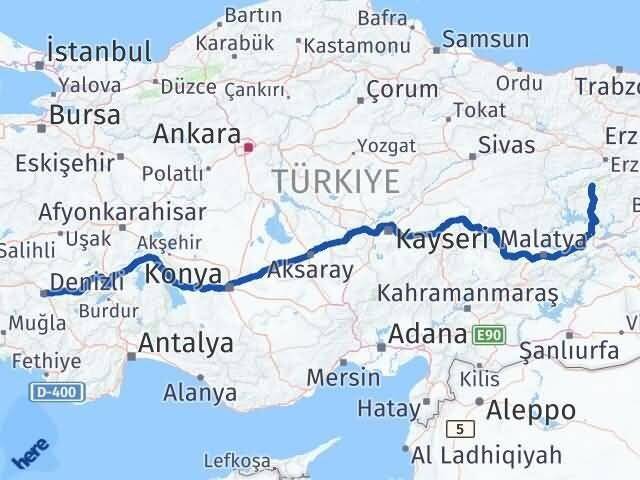 Denizli Ovacık Tunceli Arası Kaç Km - Yol Haritası