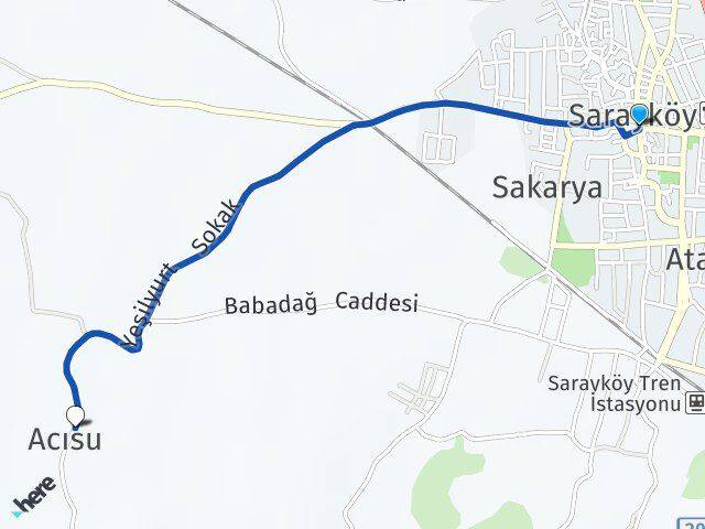 Denizli Sarayköy Acısu Sarayköy Arası Kaç Km - Yol Haritası