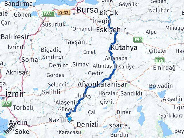 Denizli Sarayköy Bilecik Arası Kaç Km - Yol Haritası