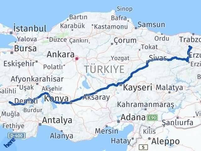 Denizli Sarayköy Gümüşhane Arası Kaç Km - Yol Haritası