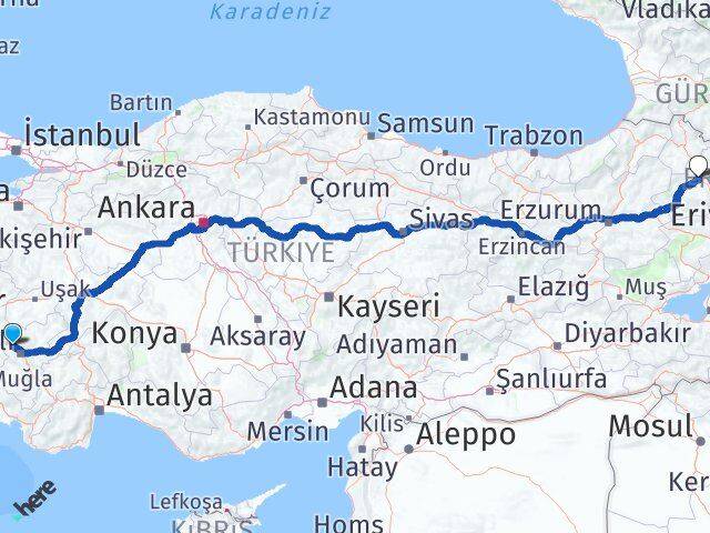 Denizli Sarayköy Kars Arası Kaç Km - Yol Haritası