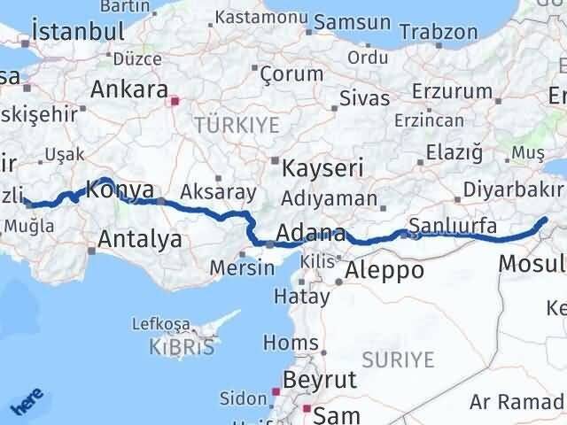 Denizli Sarayköy Şırnak Arası Kaç Km - Yol Haritası