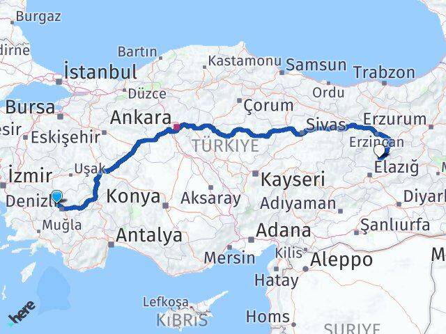 Denizli Sarayköy Tunceli Arası Kaç Km - Yol Haritası