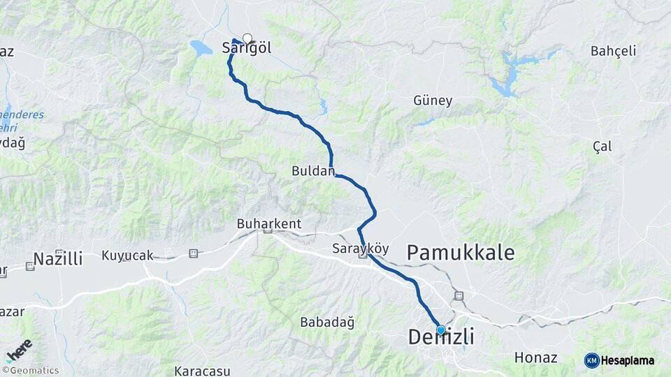 Denizli Sarıgöl Manisa Arası Kaç Km - Yol Haritası