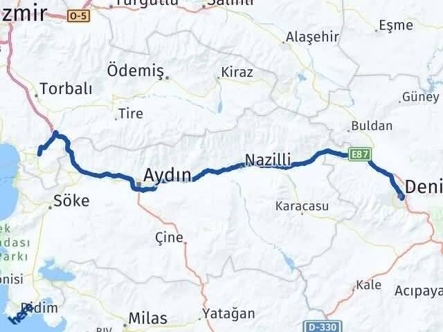 Denizli Selçuk İzmir Arası Kaç Km - Yol Haritası