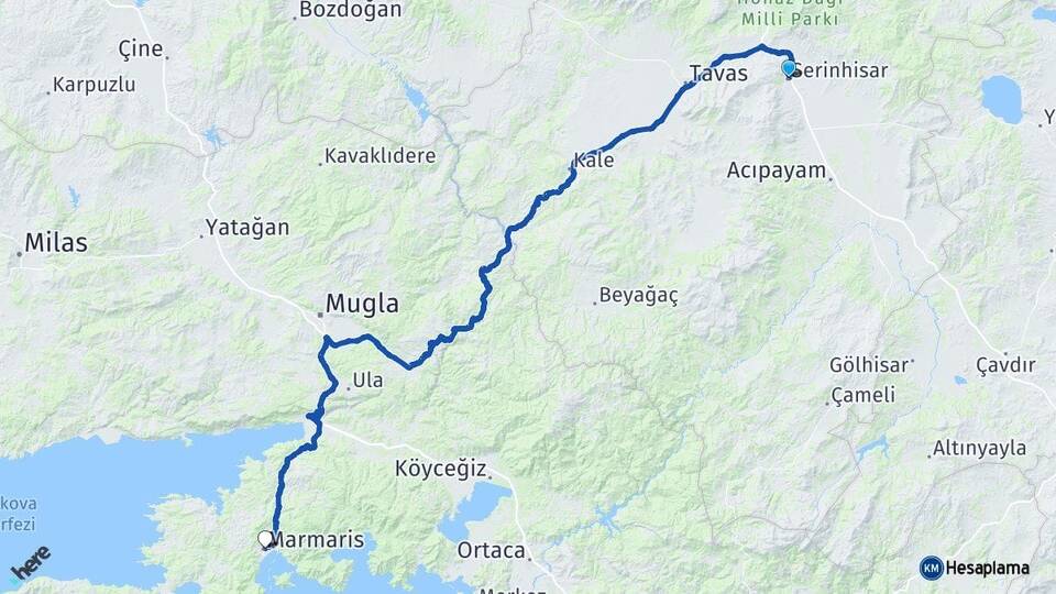 Denizli Serinhisar Marmaris Muğla Arası Kaç Saat? Yol Haritası, Yakıt, Rota ve Mesafe Hesaplama Denizli Serinhisar Marmaris Muğla Arası Kaç Km? Kaç Saat? Yol Haritası