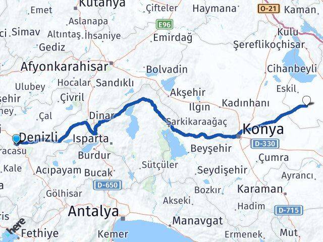 Denizli Sultanhanı Aksaray Arası Kaç Km - Yol Haritası