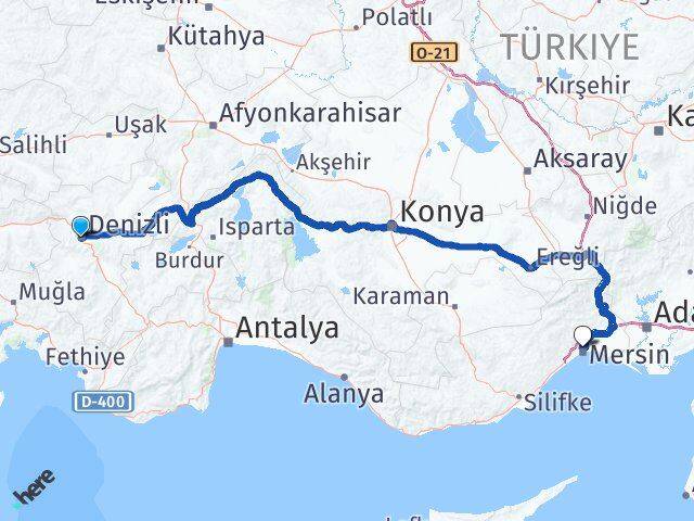 Denizli Toroslar Mersin Arası Kaç Km - Yol Haritası