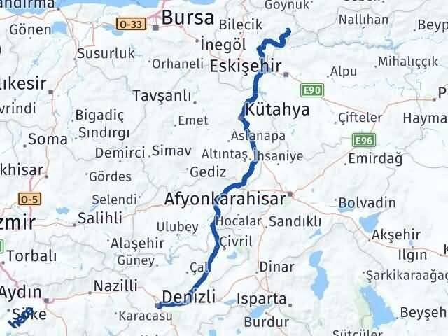 Denizli Yenipazar Bilecik Arası Kaç Km - Yol Haritası