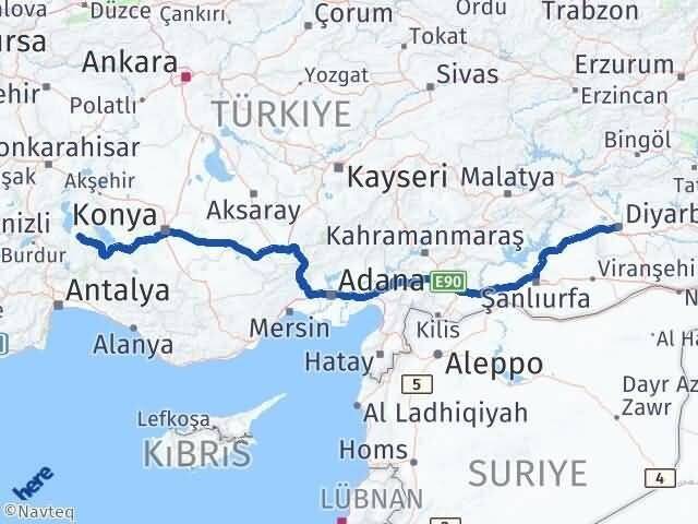 Diyarbakır Aksu Isparta Arası Kaç Km - Yol Haritası