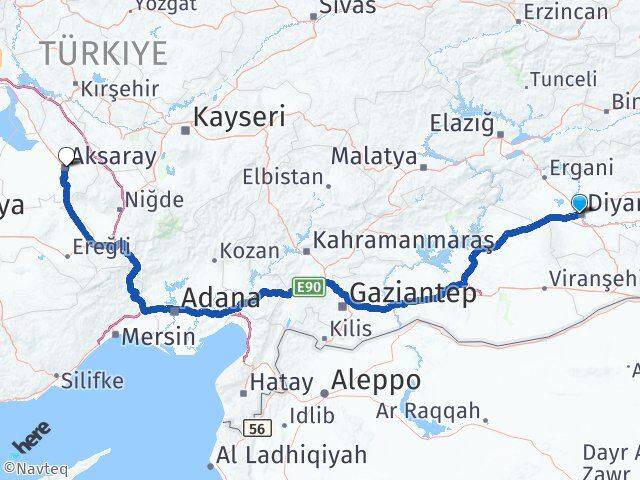 Diyarbakır Bağlar Aksaray Arası Kaç Km - Yol Haritası
