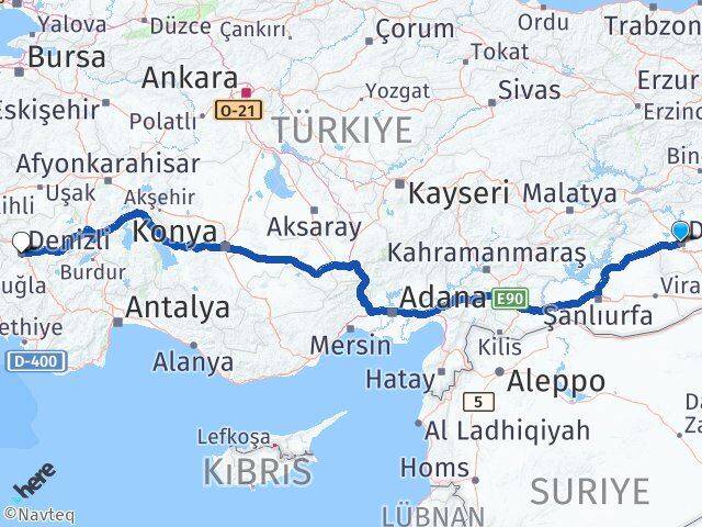 Diyarbakır Bağlar Denizli Arası Kaç Km - Yol Haritası