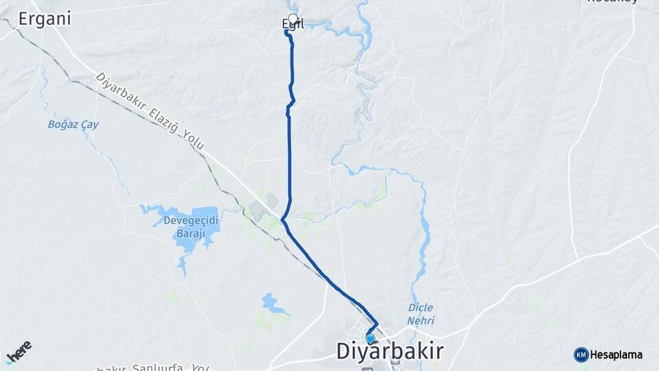 Diyarbakır Bağlar Eğil Arası Kaç Km - Yol Haritası