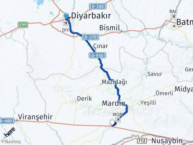 Diyarbakır Bağlar Kızıltepe Mardin Arası Kaç Km - Yol Haritası