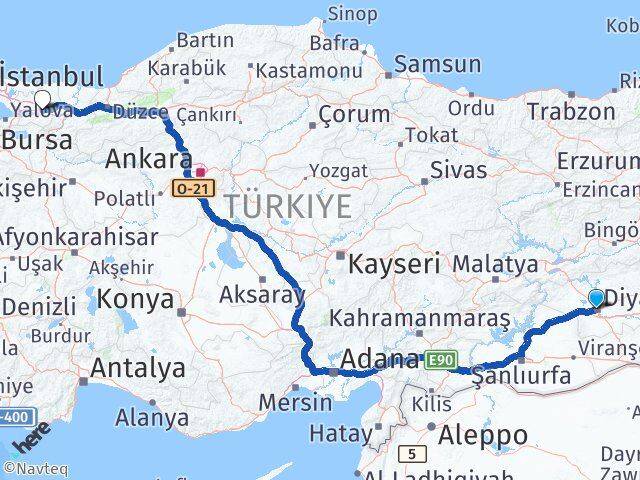 Diyarbakır Bağlar Kocaeli Arası Kaç Km - Yol Haritası